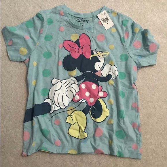 NWT Disney Minnie Mouse Polka Dot Tee Shirt M - Picture 1 of 3